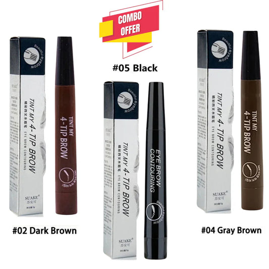 ৩ কালারের কম্বো- 4 Points Eyebrow Pen