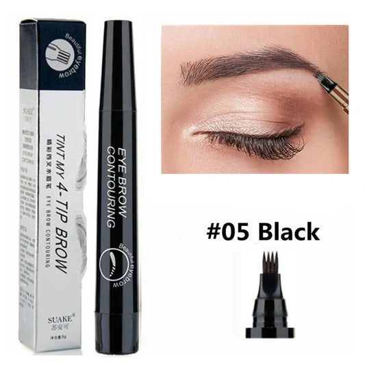 ( ব্ল্যাক কালার ) Waterproof 4 Points Eyebrow Pen