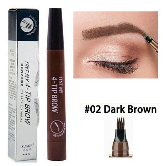 ( ডার্ক ব্রাউন ) Waterproof 4 Points Eyebrow Pen